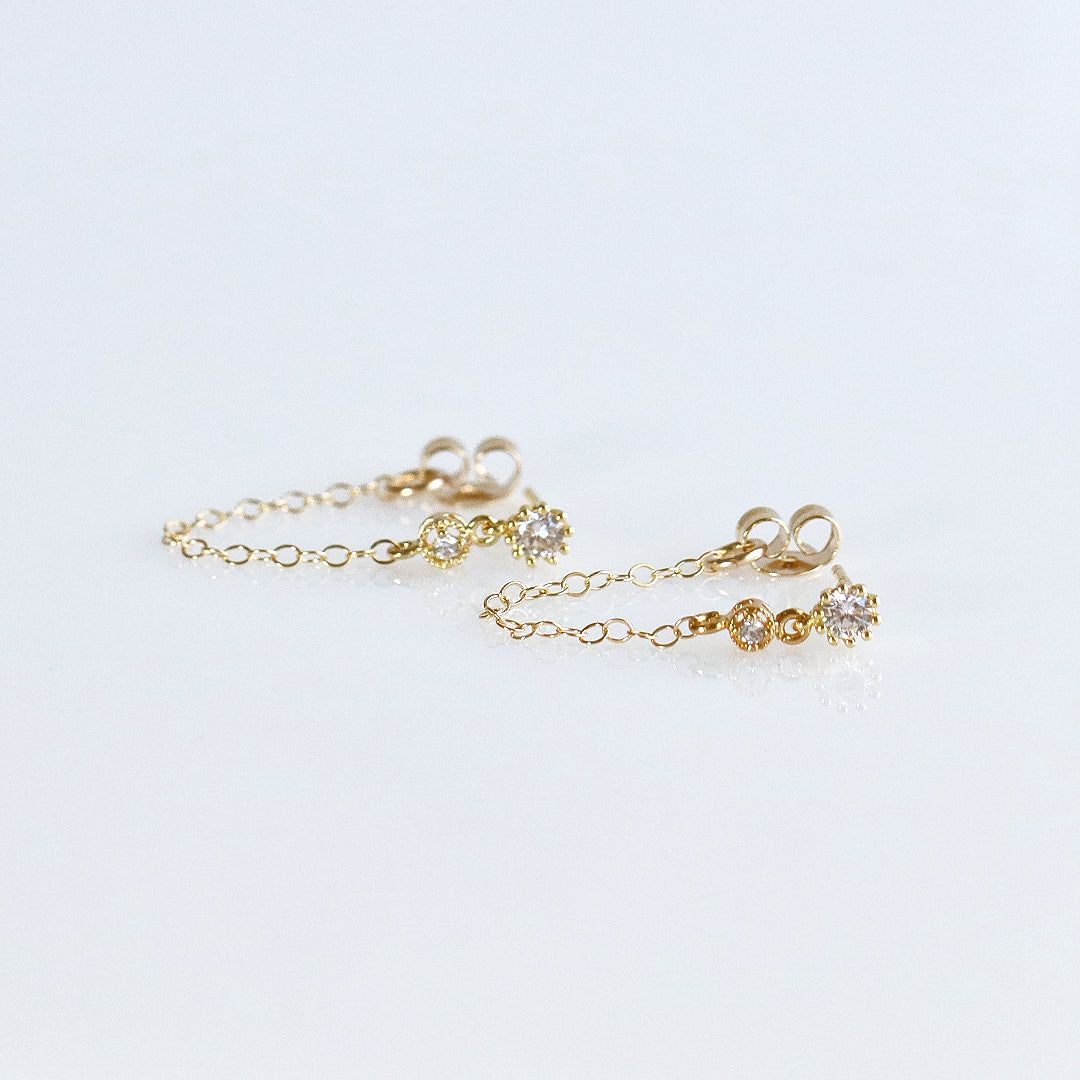 Circle U Chain Earrings Rose Gold