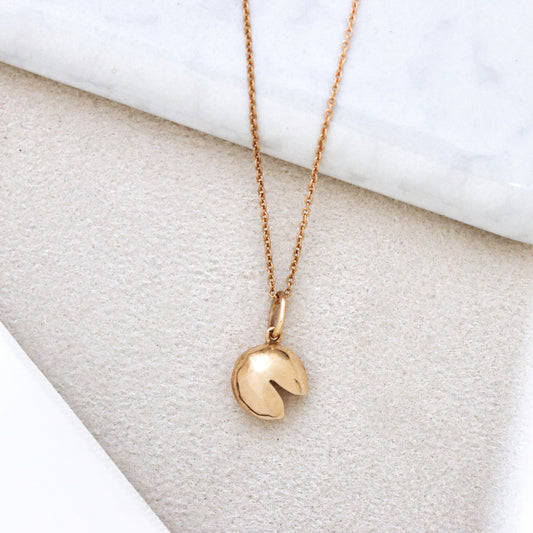 Fortune Cookie Polished Necklace Rose Gold