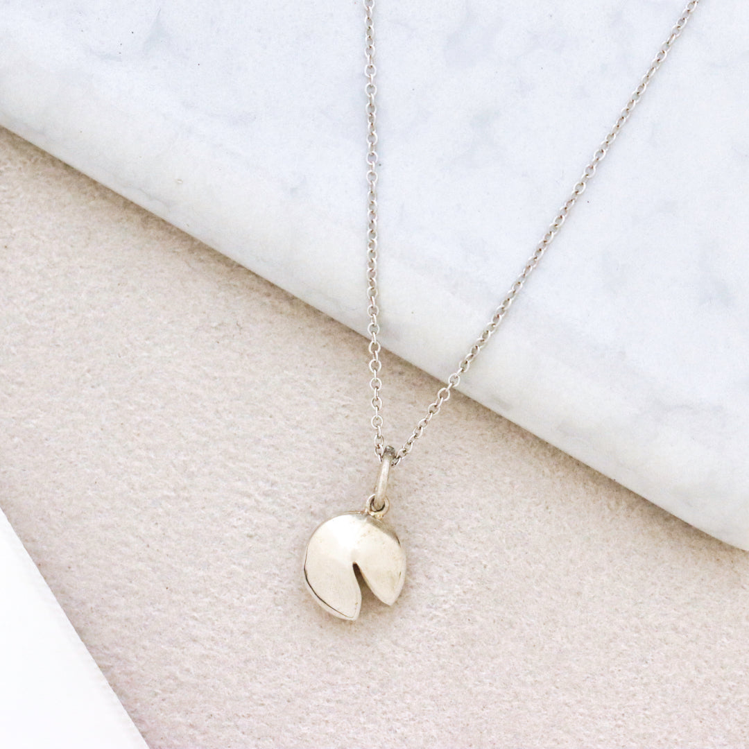 Fortune Cookie Polished Necklace Silver