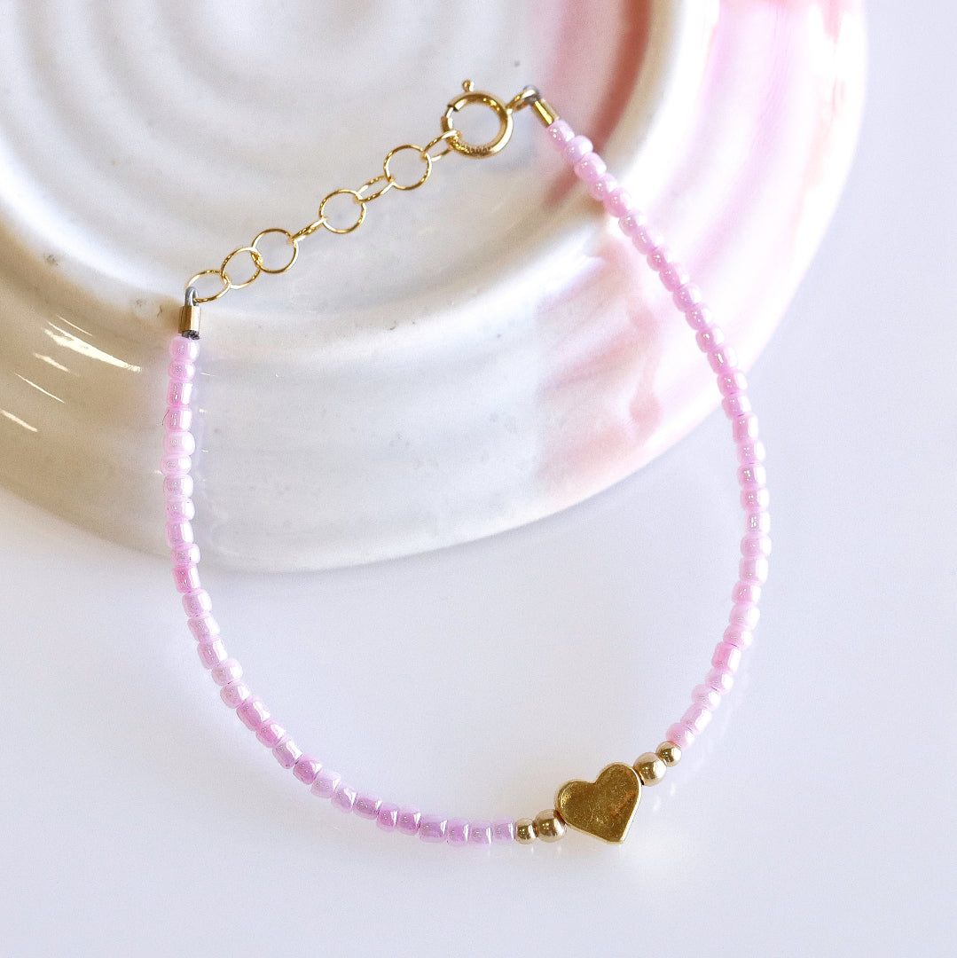 Heart Bead Bracelet Gold