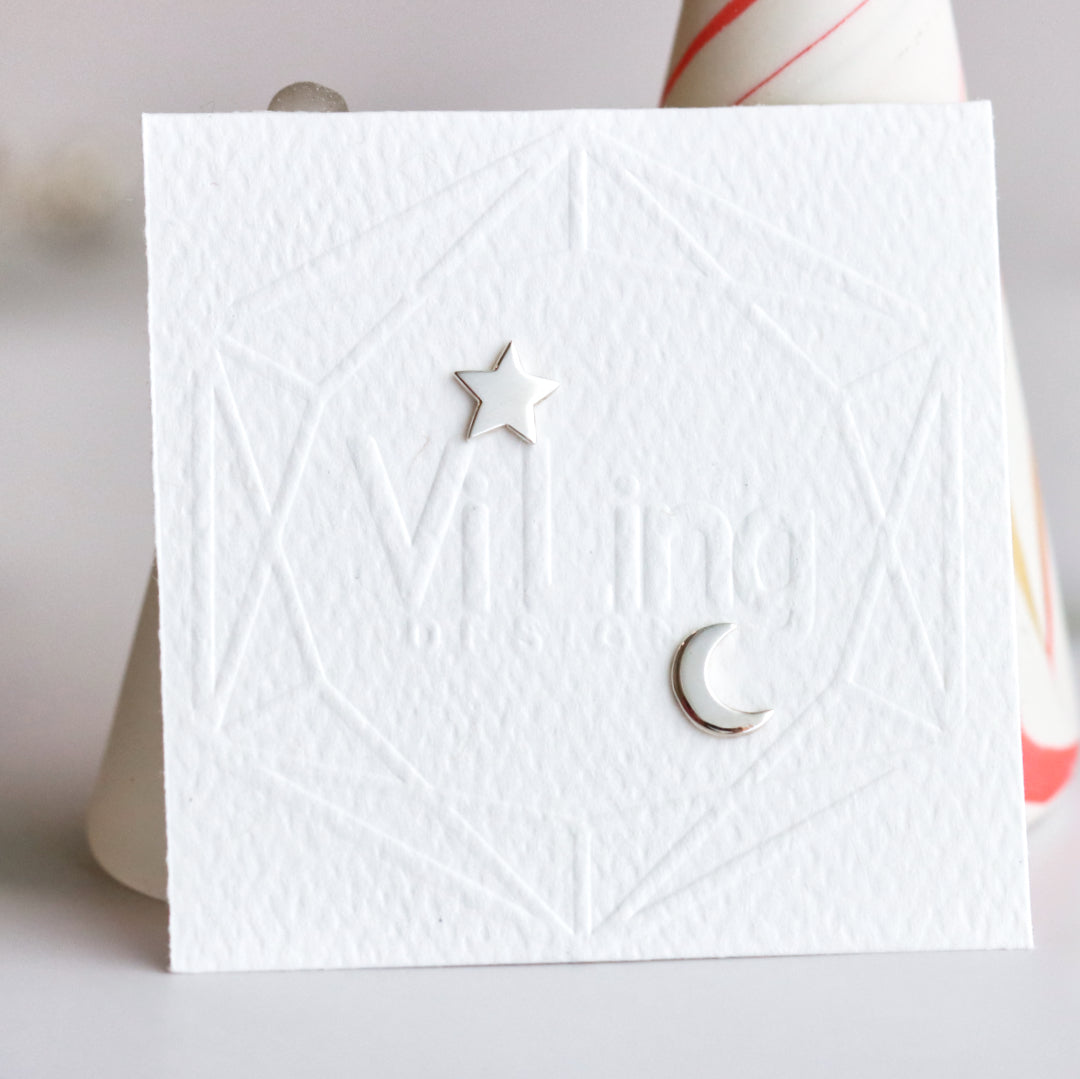 Star Moon Gold Stud