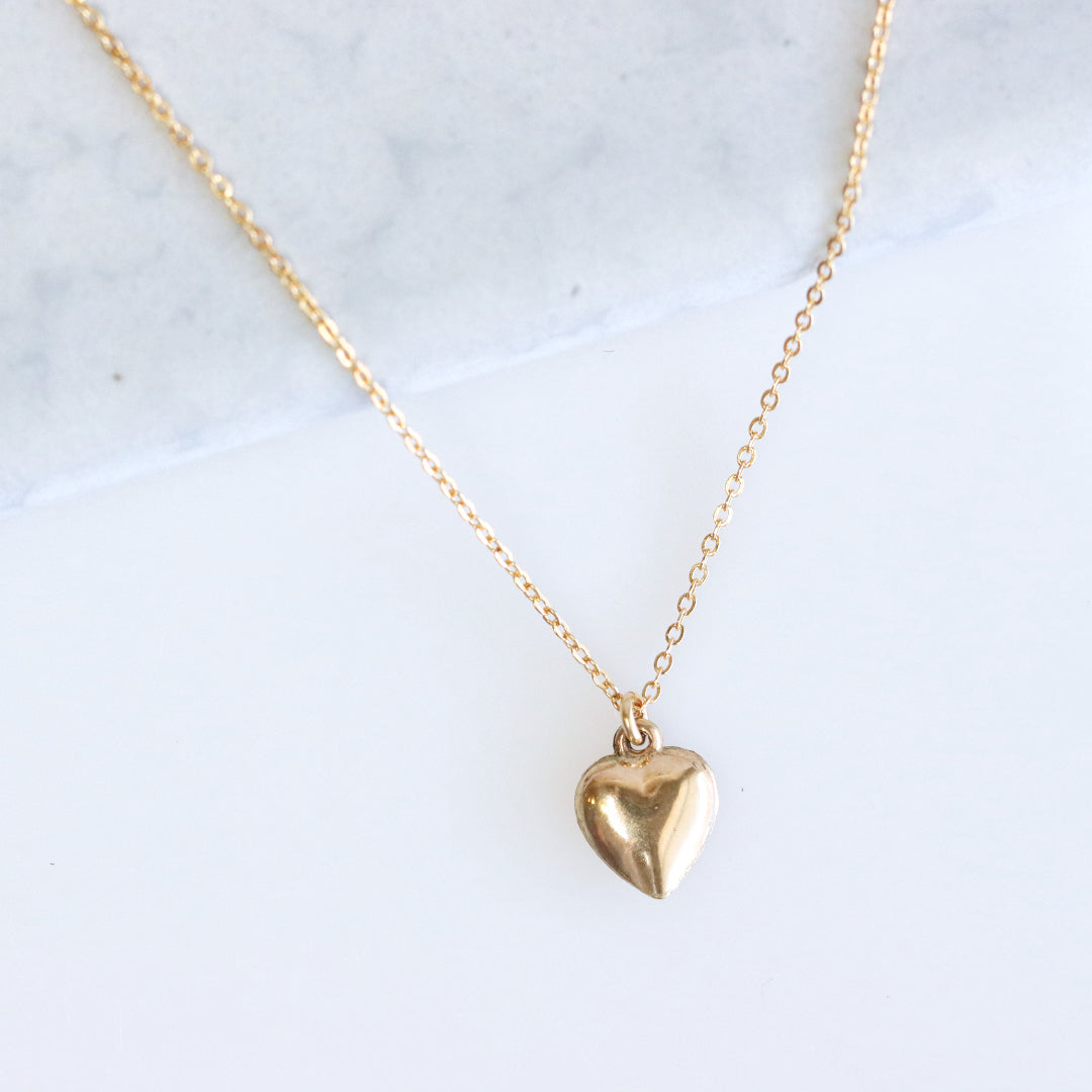 Puffy Heart Necklace Silver