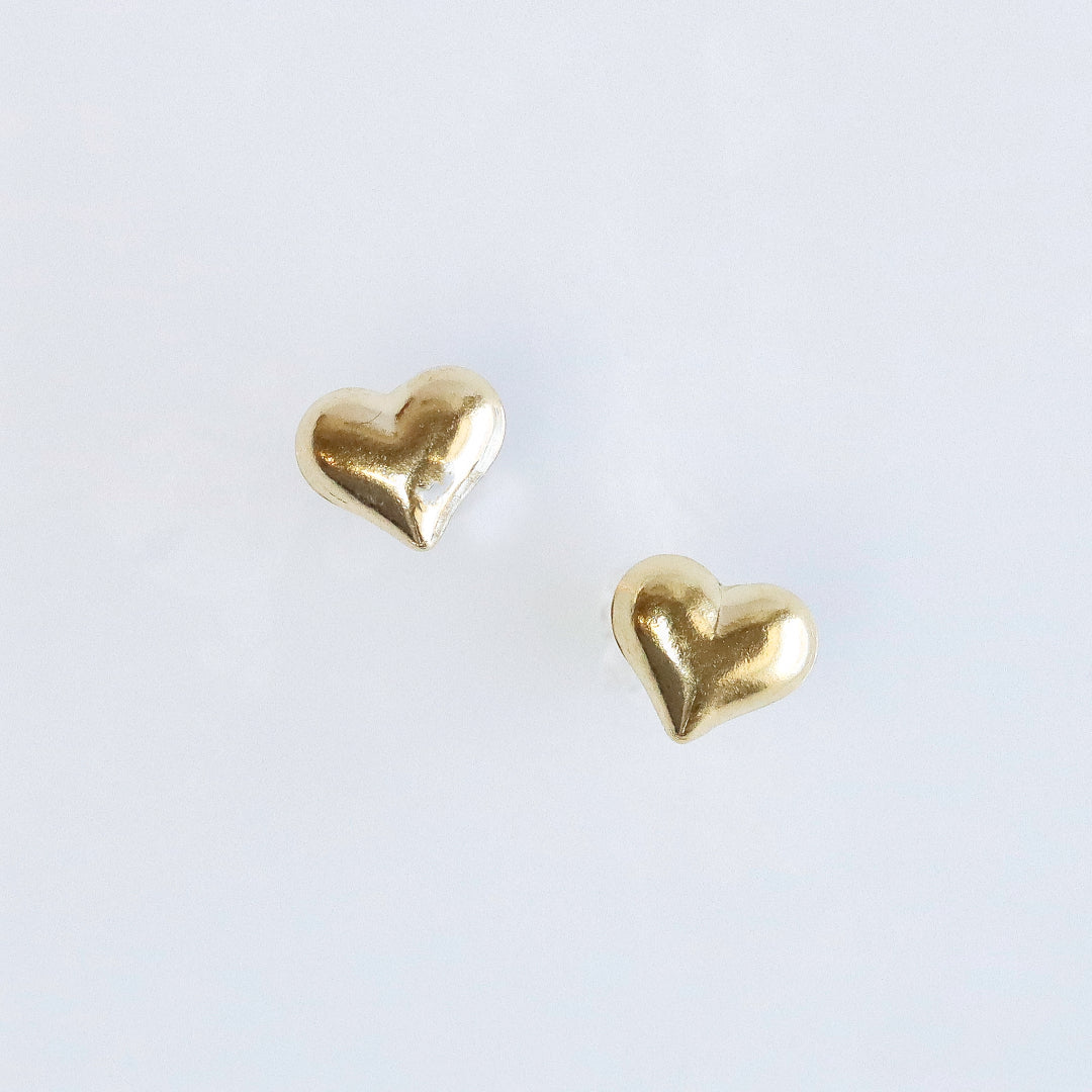 Puffy Heart Stud Silver