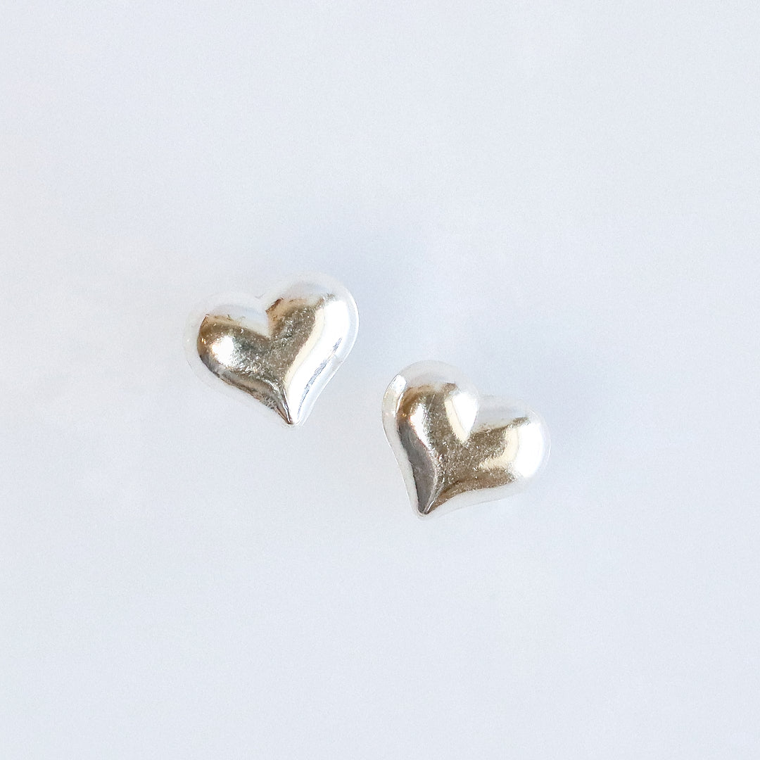 Puffy Heart Stud Gold
