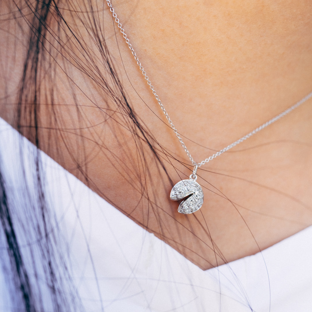 Diamond Fortune Cookie 14kw Gold Charm