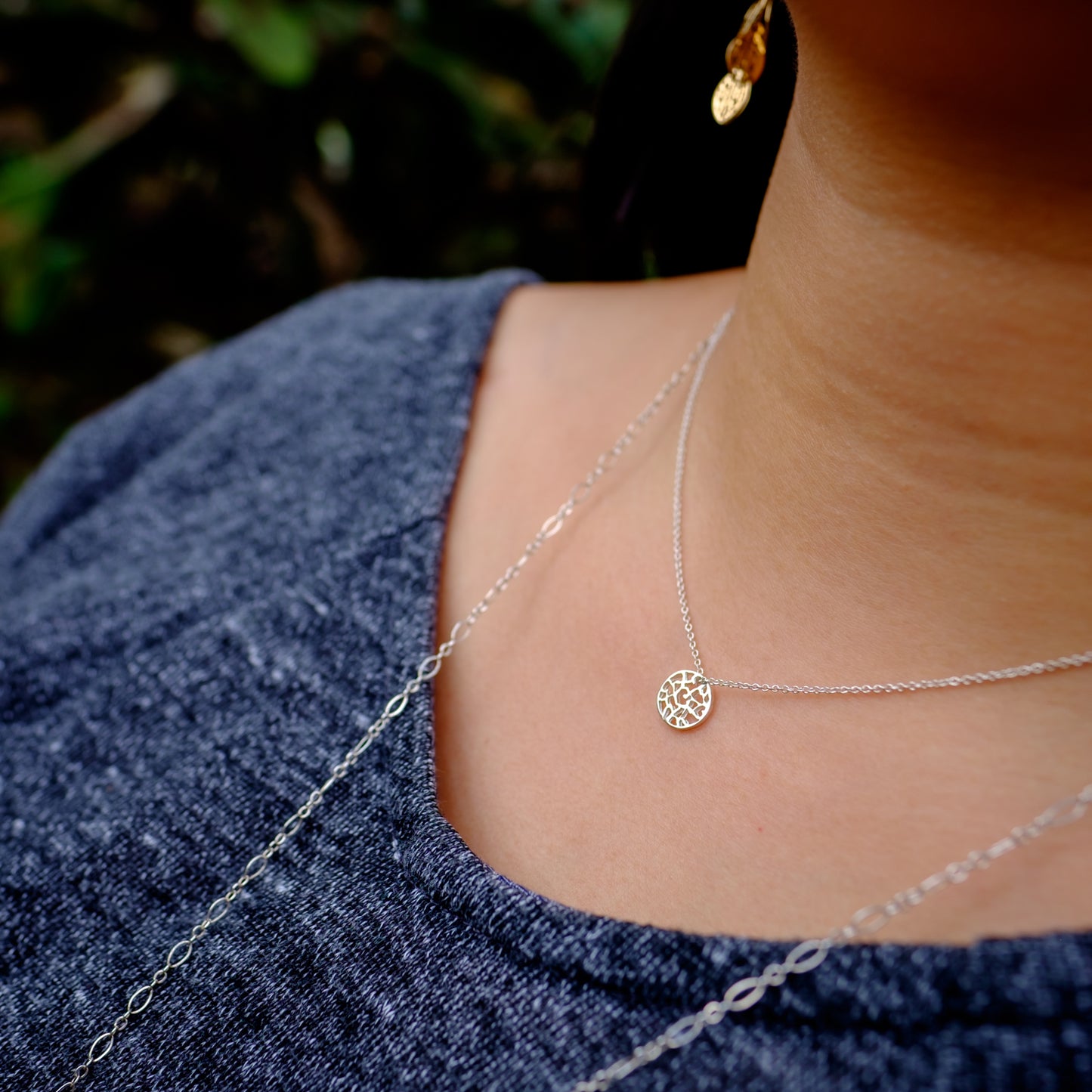 Filigree Disc Silver Necklace