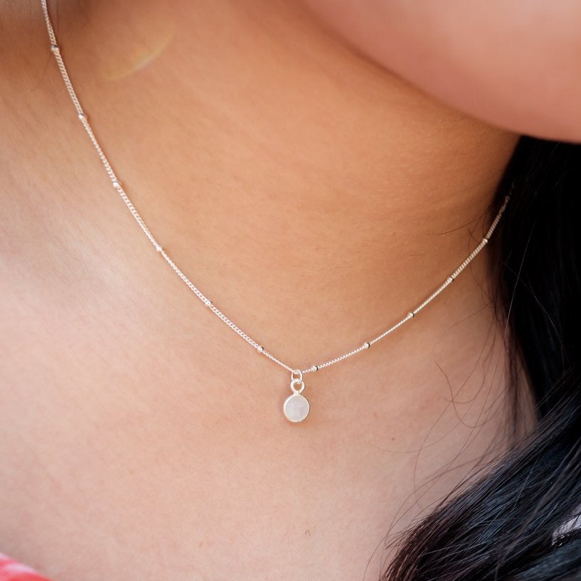Moonstone Drop Necklace Silver