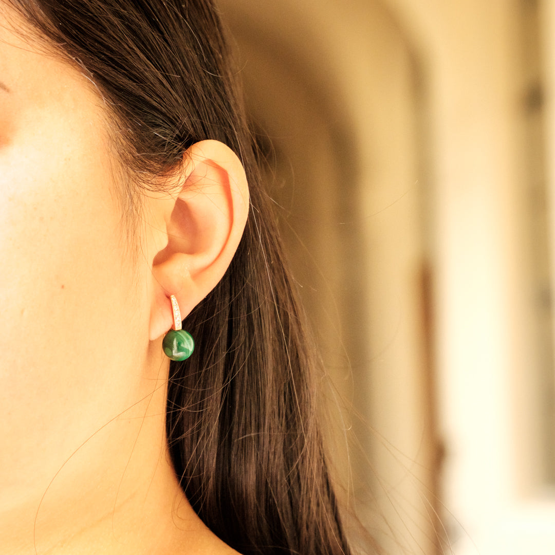 Malachite Romance Earrings Rose Gold