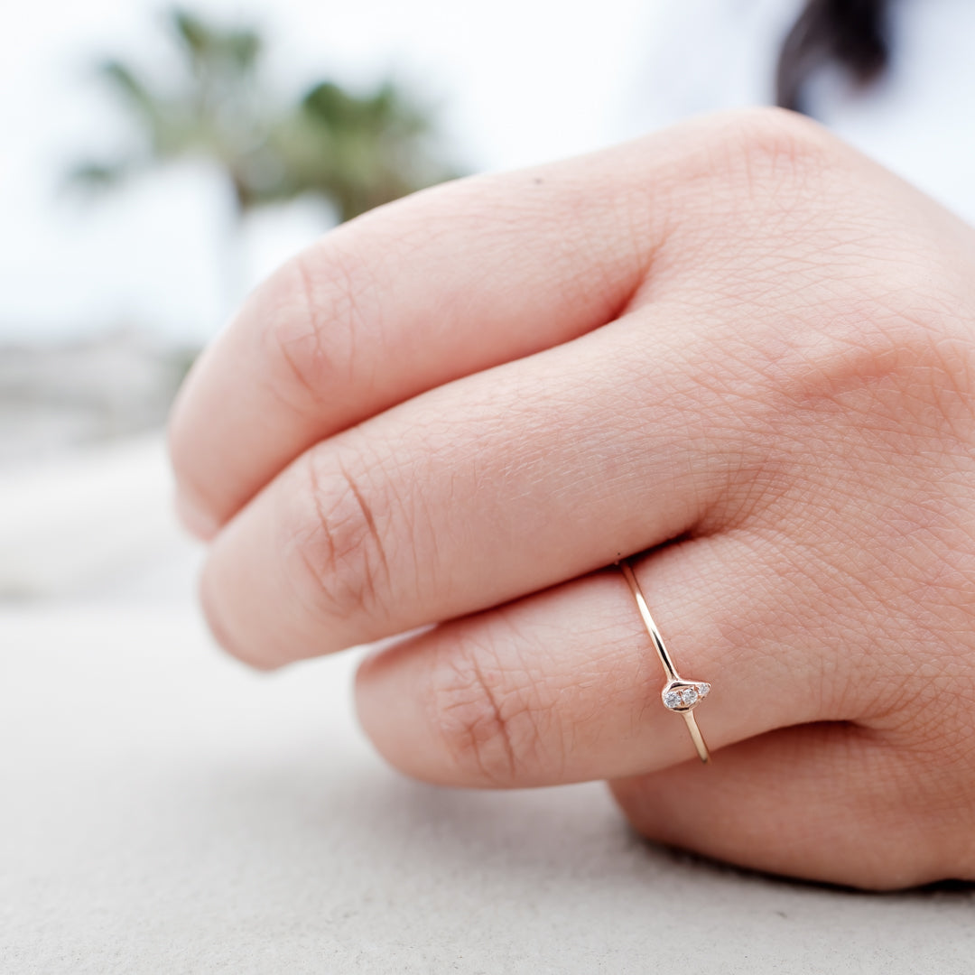 Drop Diamond Ring Rose Gold