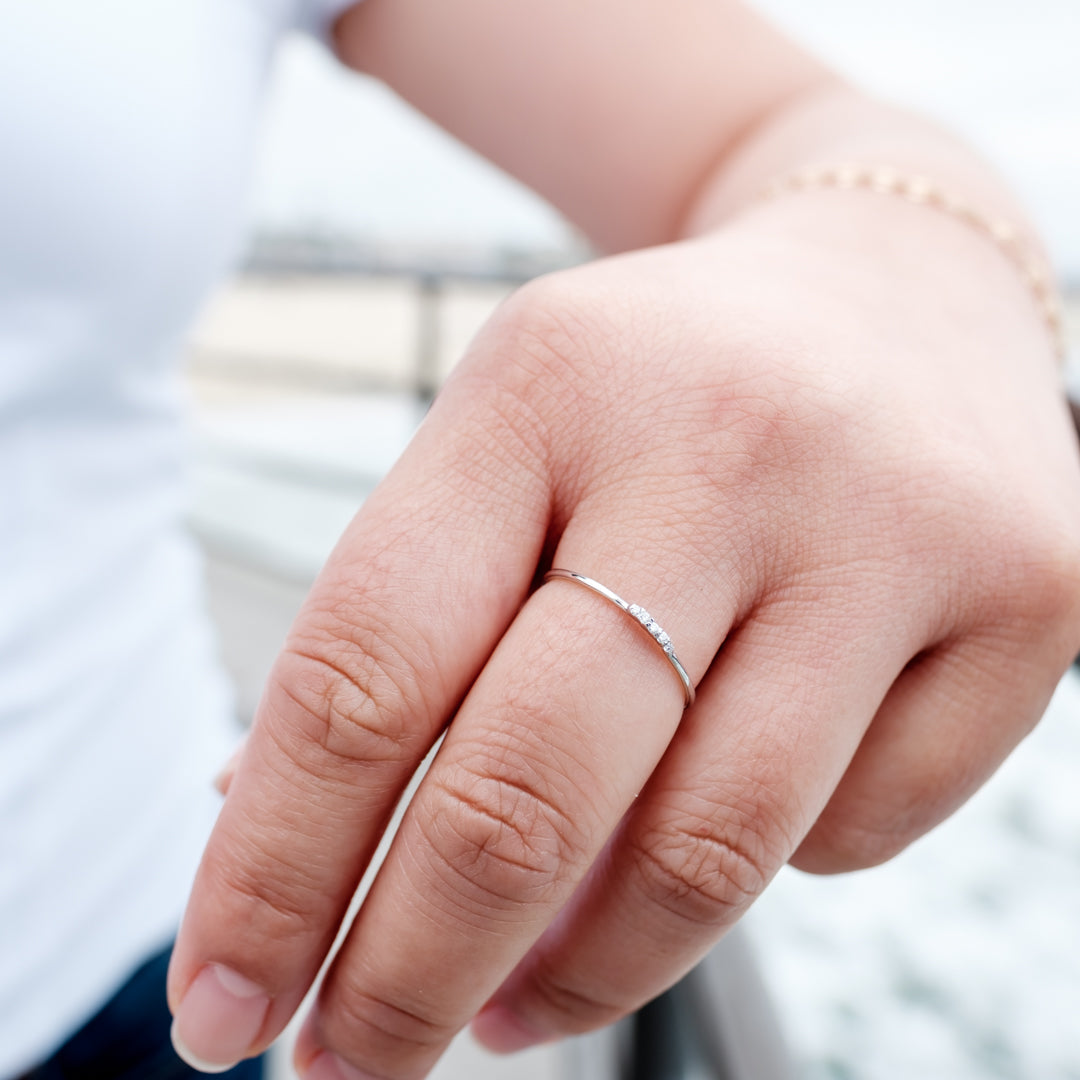 Bar Diamond Ring Rose Gold