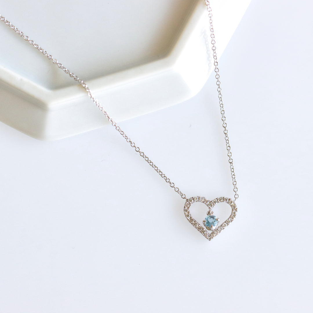 Be Mine Heart Aquamarine Necklace