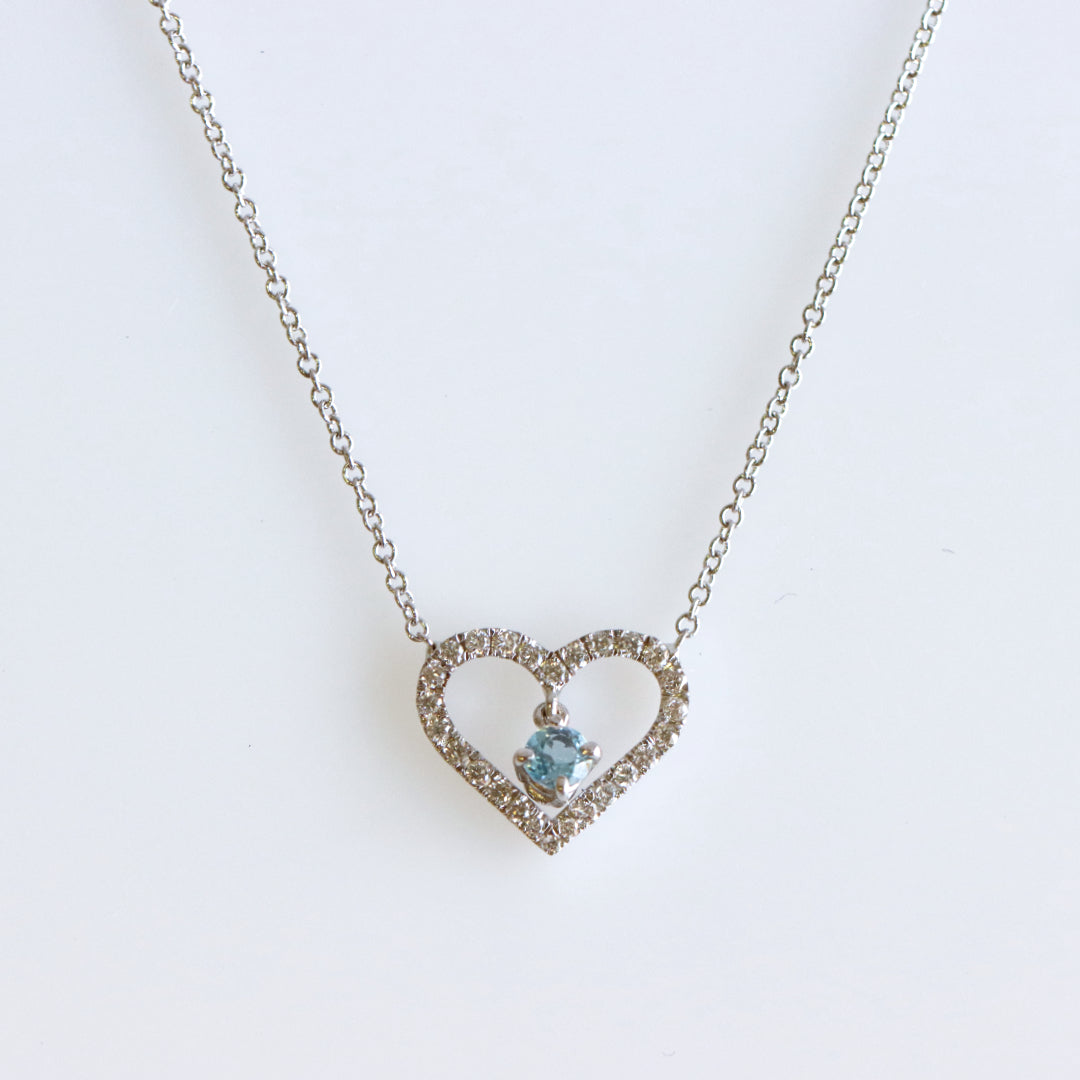 Be Mine Heart Aquamarine Necklace