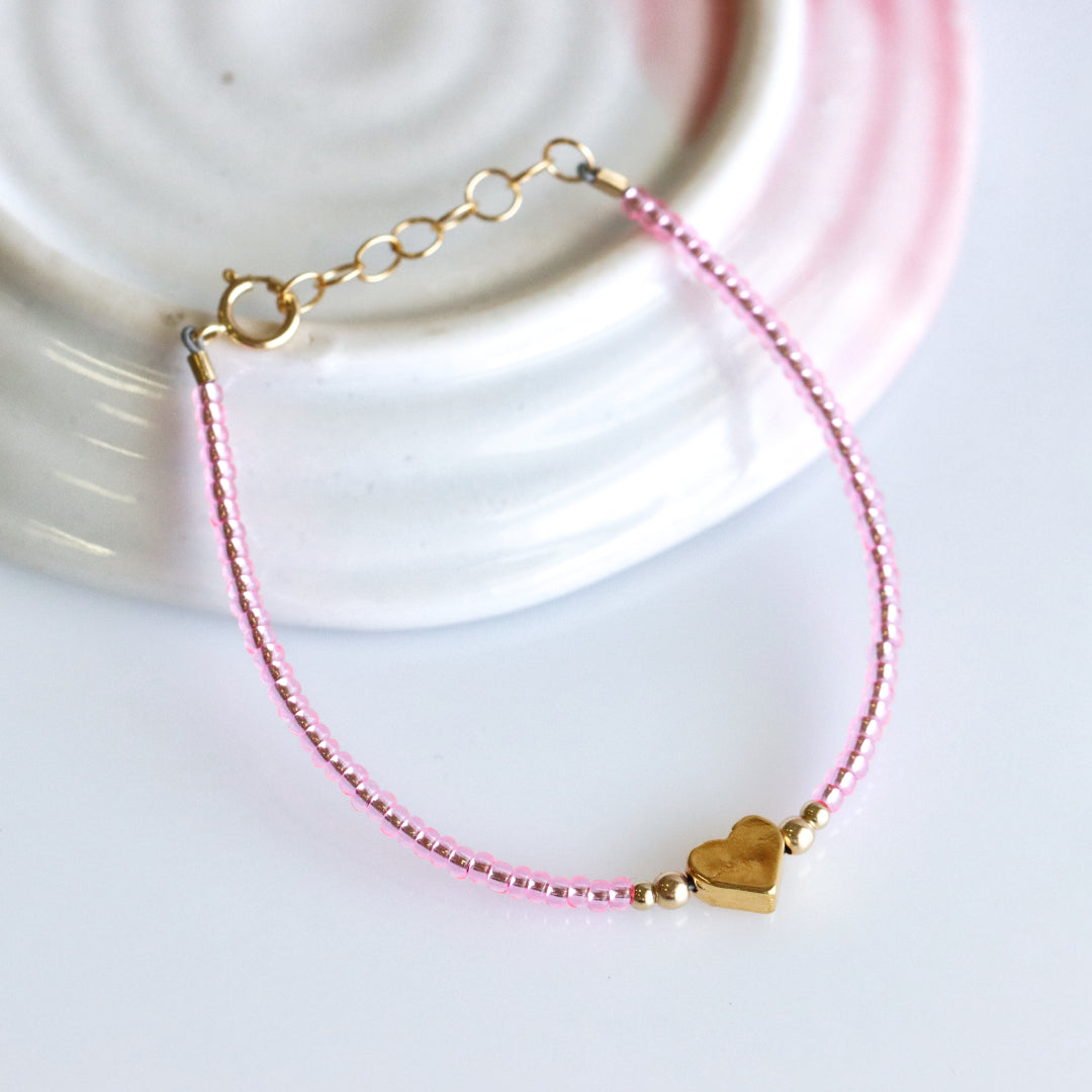 Heart Bead Bracelet Gold II