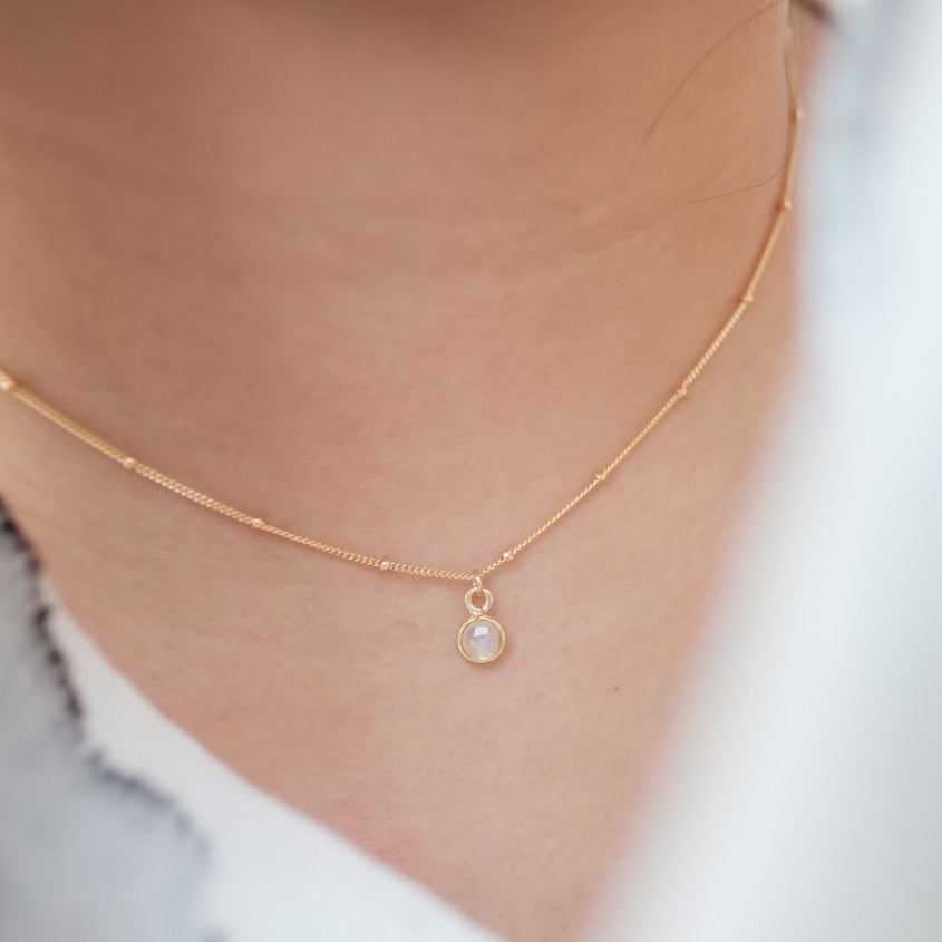 Moonstone Drop Necklace Gold