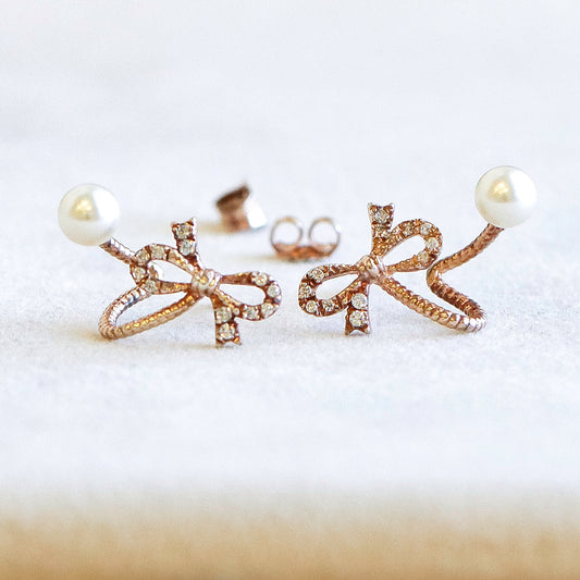 Bow CZ Ear Jacket Rose Gold