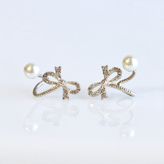 Bow CZ Ear Jacket Silver