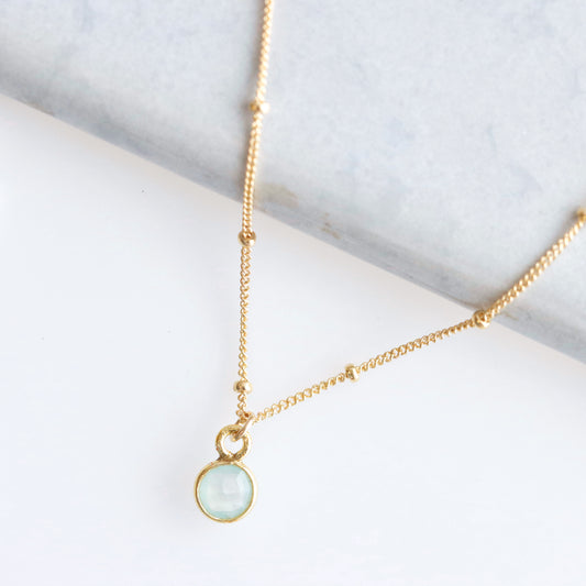 Chalcedony Drop Necklace  Gold
