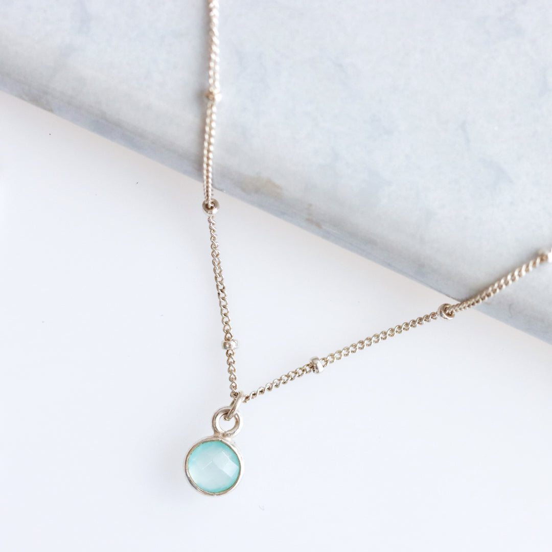 Chalcedony Drop Necklace Silver