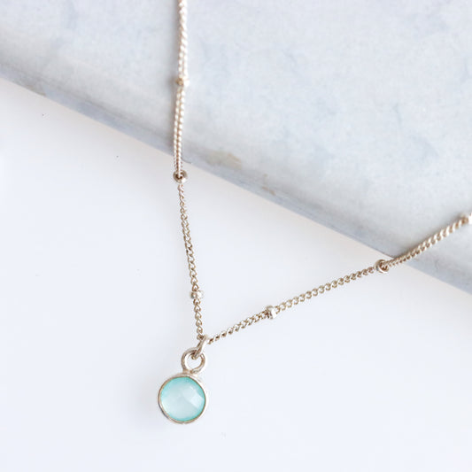 Chalcedony Drop Necklace Silver