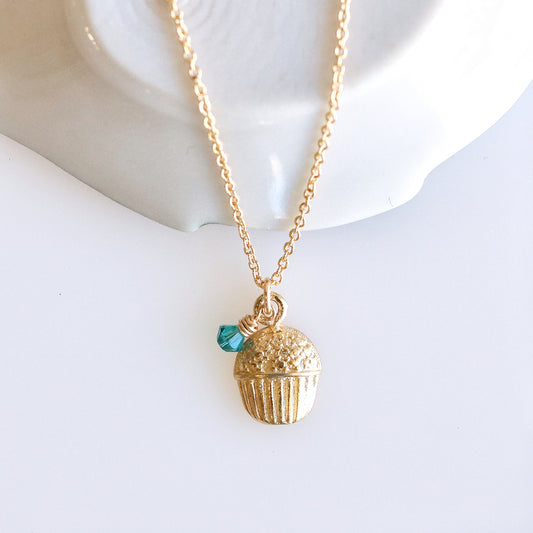 Cupcake Necklace Gold