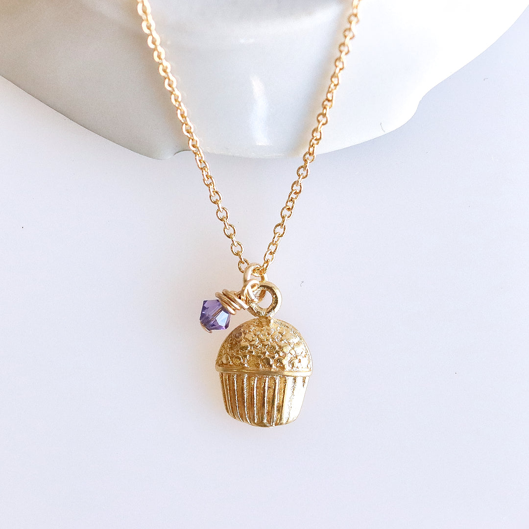 Cupcake Necklace Gold