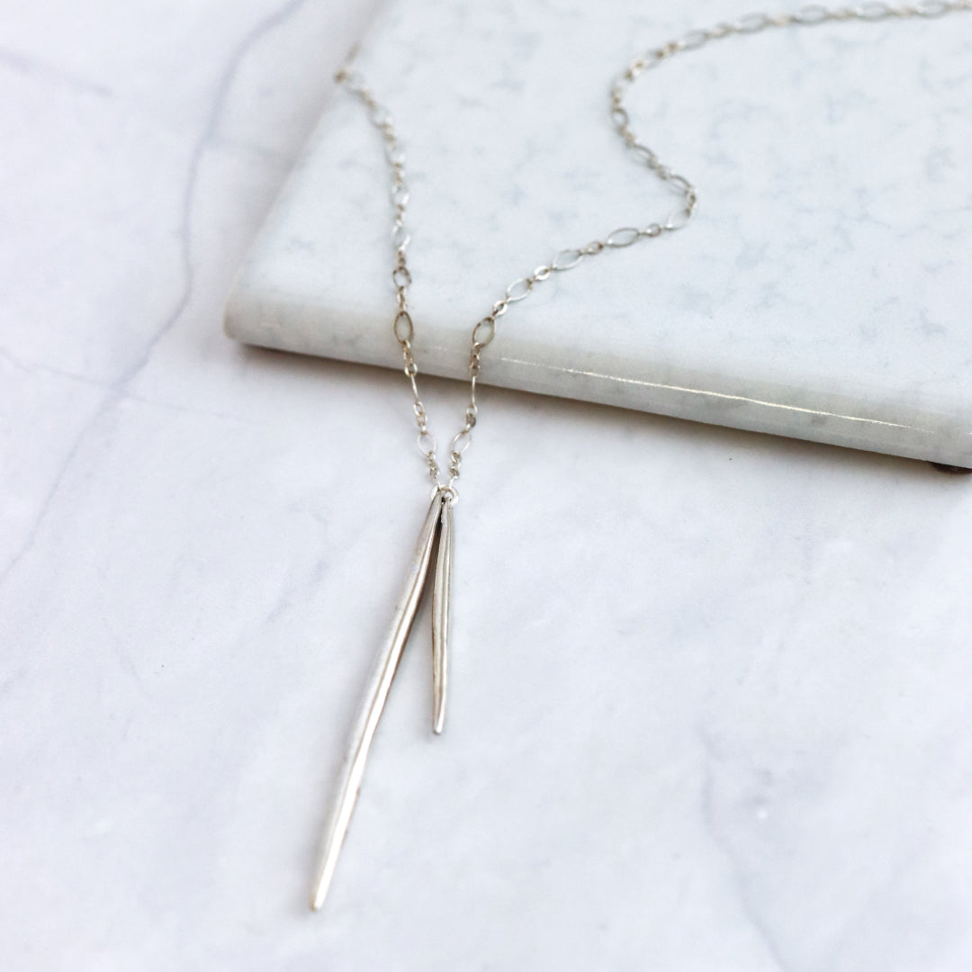 Double Thorn Necklace Silver