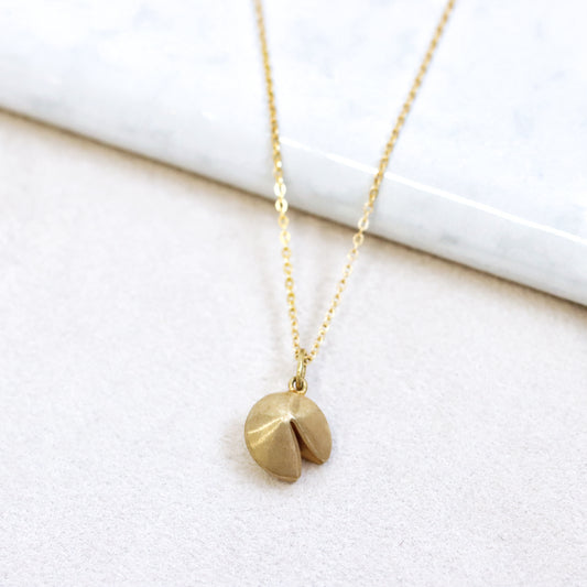 Fortune Cookie Necklace Gold