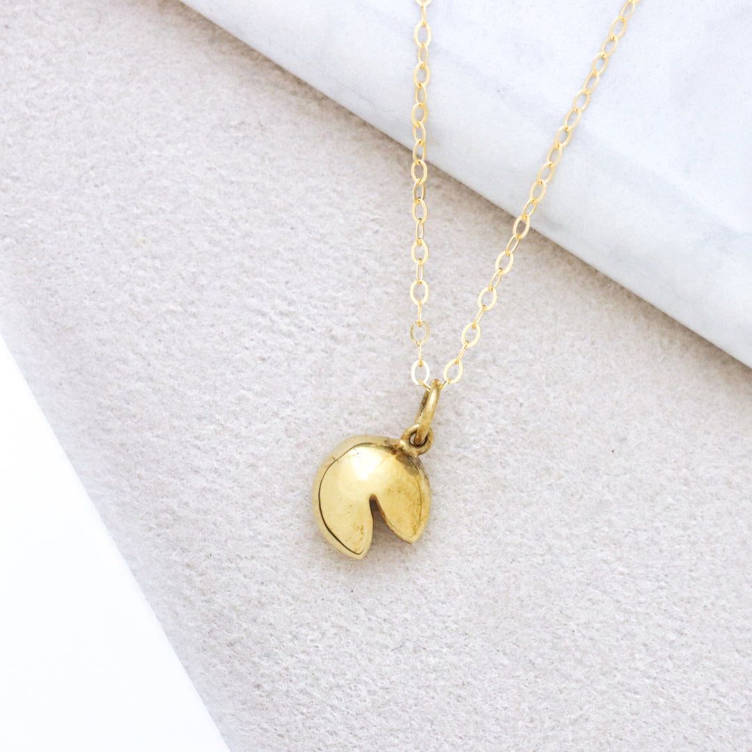 Fortune Cookie Polished Necklace Gold