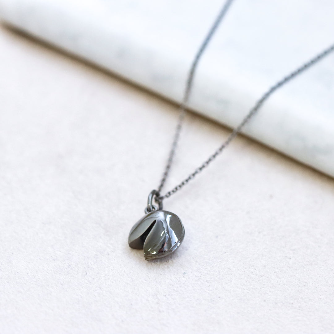 Fortune Cookie Polished Necklace Gunmetal