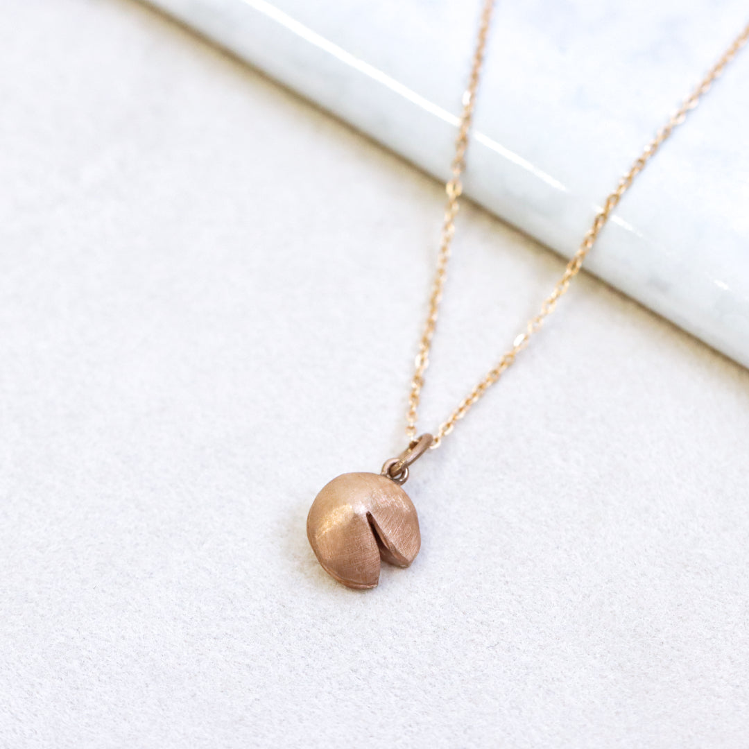 Fortune Cookie Necklace Rose Gold