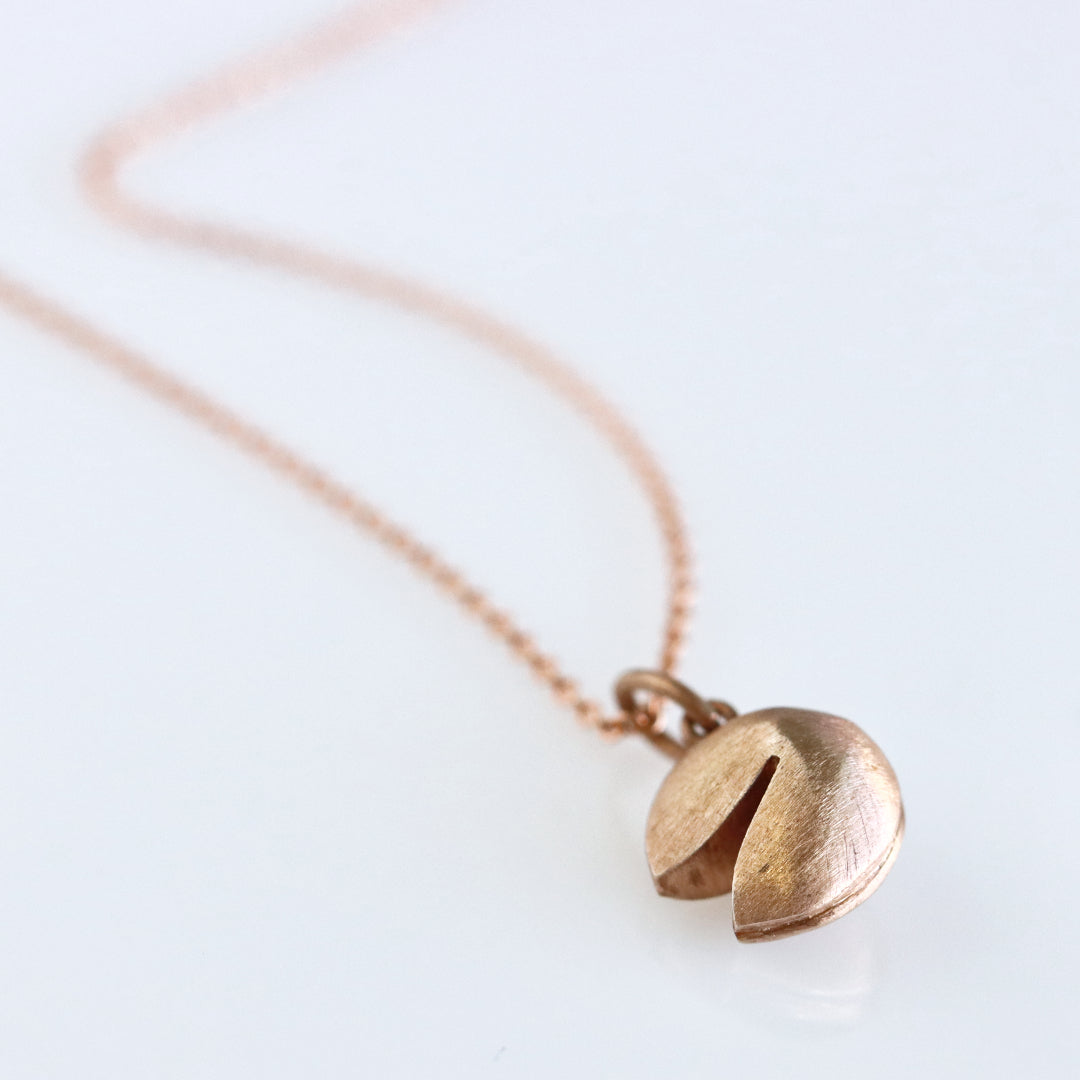 Fortune Cookie Necklace Rose Gold