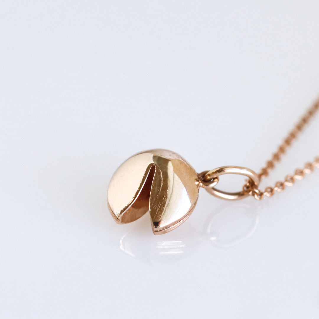 Fortune Cookie Polished Necklace Rose Gold