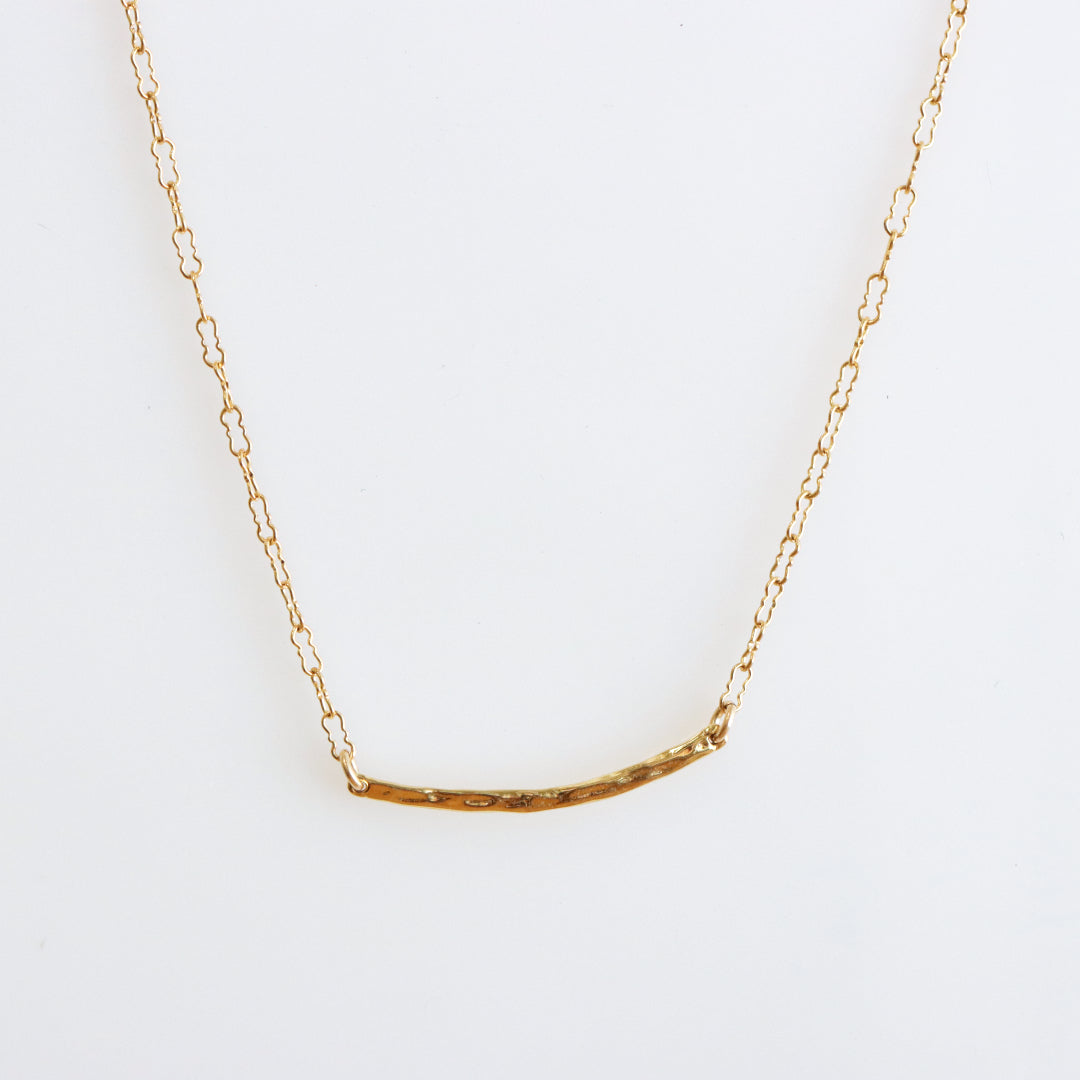 Hammered Bar Gold Necklace