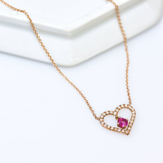 Be Mine Heart Ruby Necklace