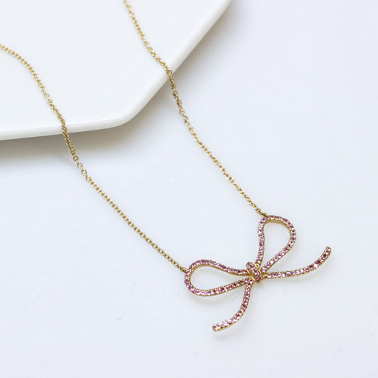 Pink Sapphire Bow Necklace