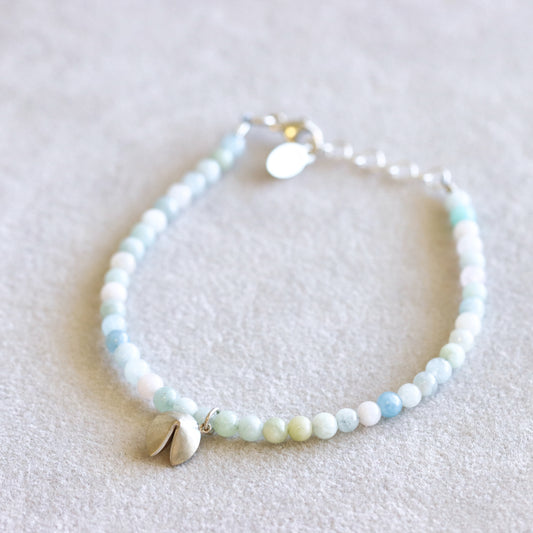 Quartz Fortune Cookie Silver Bracelet
