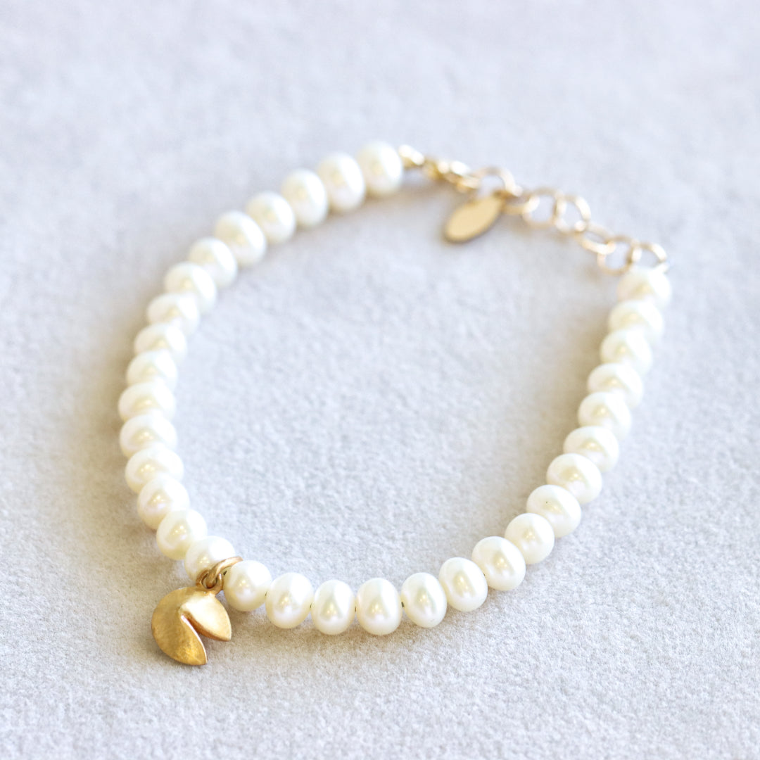Pearl Fortune Cookie Gold Bracelet