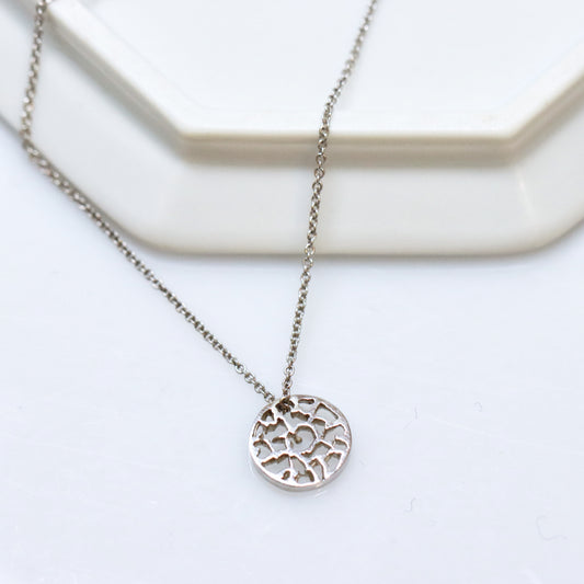 Filigree Disc 14k White Necklace