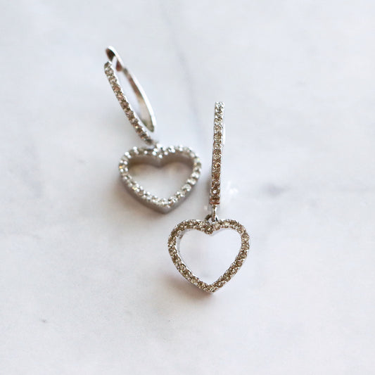 Diamond Heart Huggies