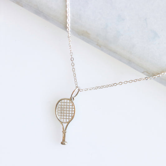 Tennis Racket Necklace Silver