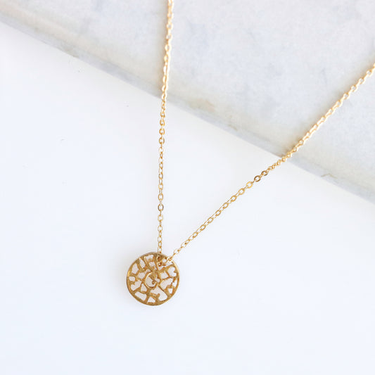 Filigree Disc Gold Necklace