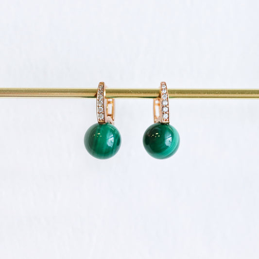 Malachite Romance Earrings Rose Gold