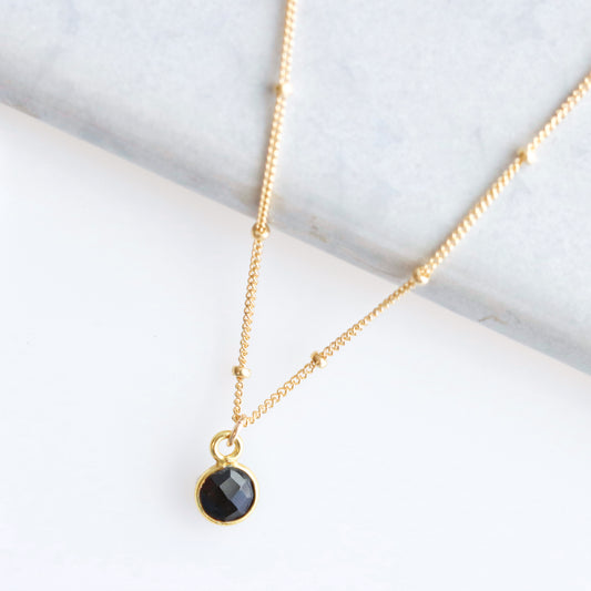 Onyx Drop Necklace Gold