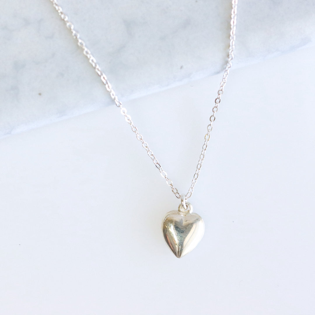 Flower Girl Gift Puffy Heart Necklace Sterling Silver 925 Wedding Mess –  CharmedJewellery.co.uk