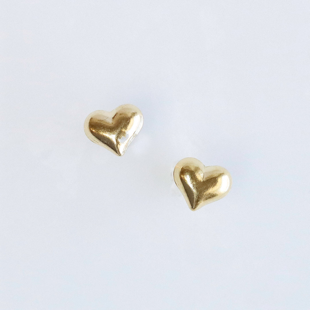 Puffy Heart Stud Gold