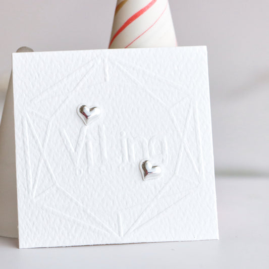 Puffy Heart Stud Silver