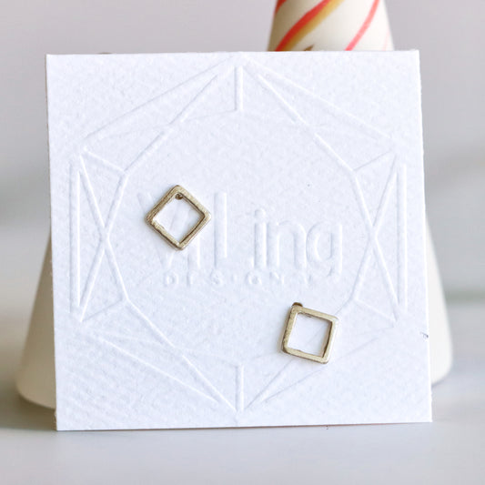 Open Square Silver Stud
