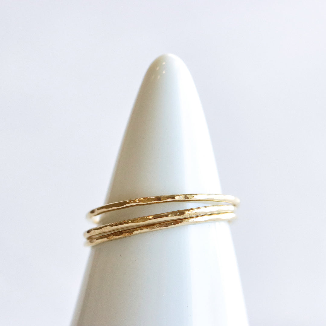 Tri Hammered Rings Gold