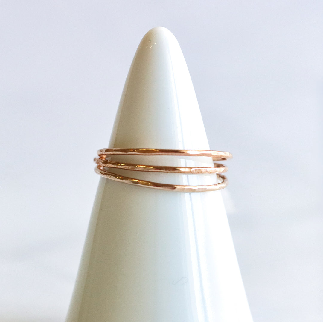 Tri Hammered Rings Rose Gold