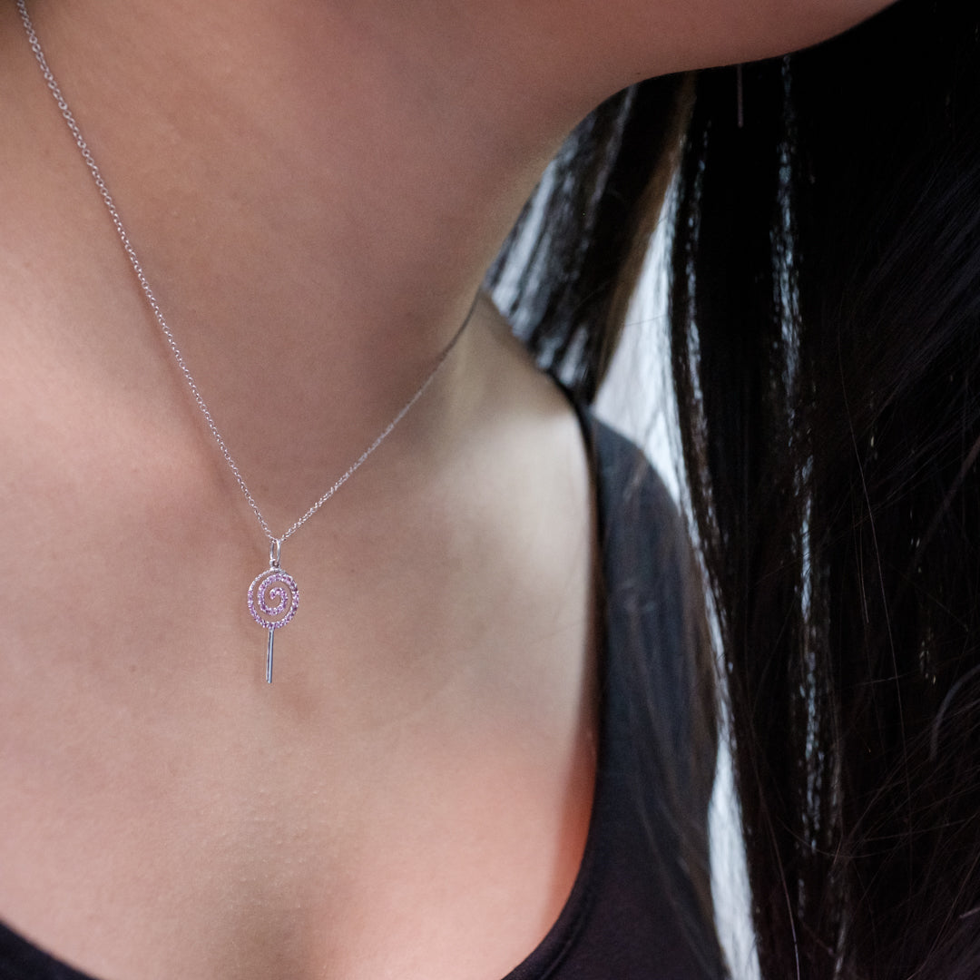 Pink Sapphire Lollipop Necklace
